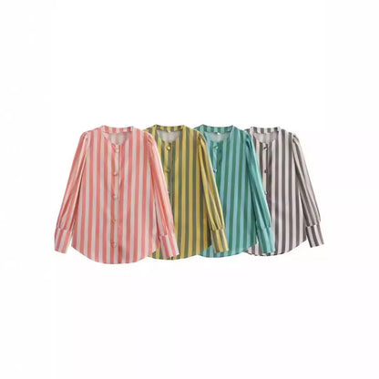 Four color striped patchwork top